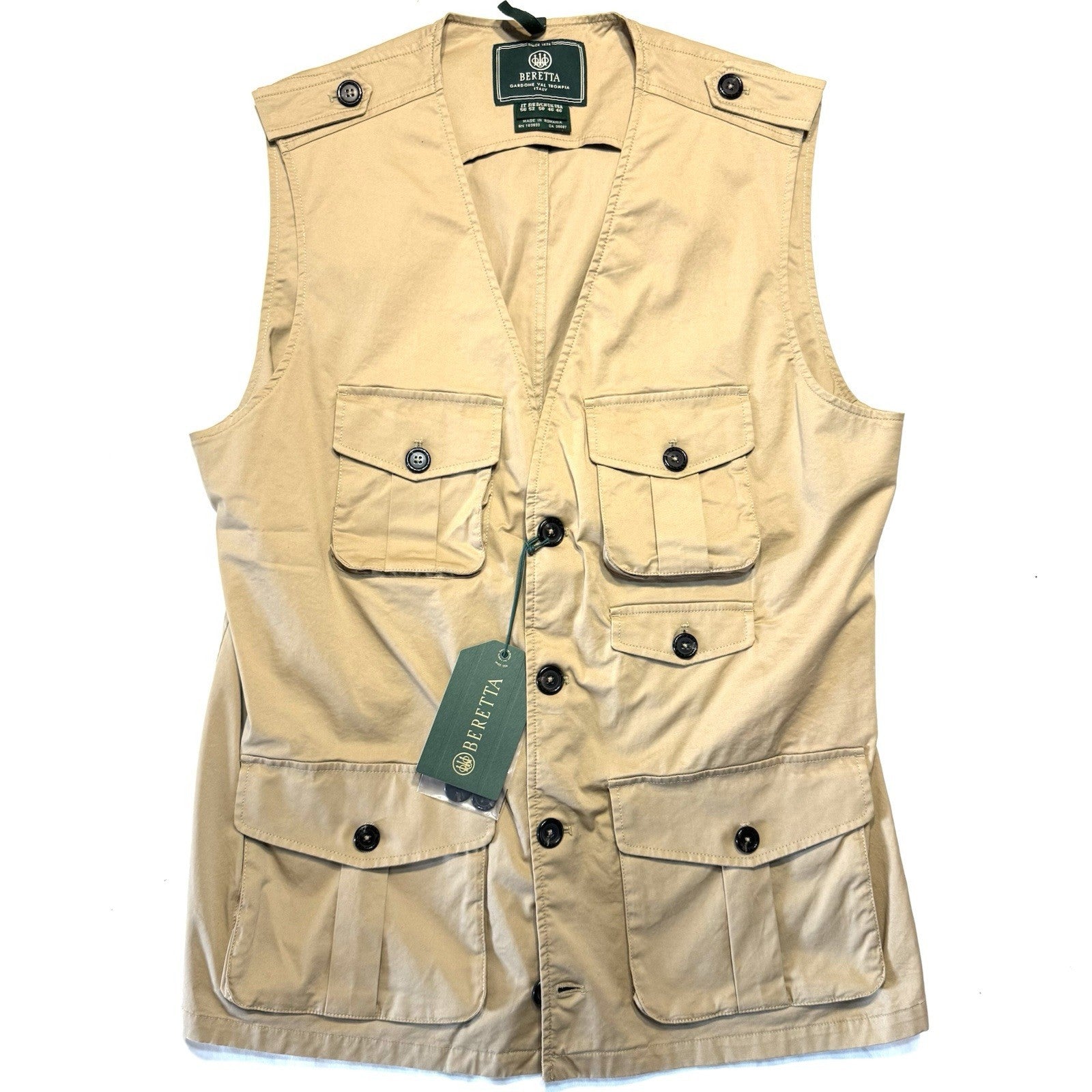 BERETTA Gallery Mens Serengeti Hunting Safari Vest Hazelnut Tan (MSRP $450)