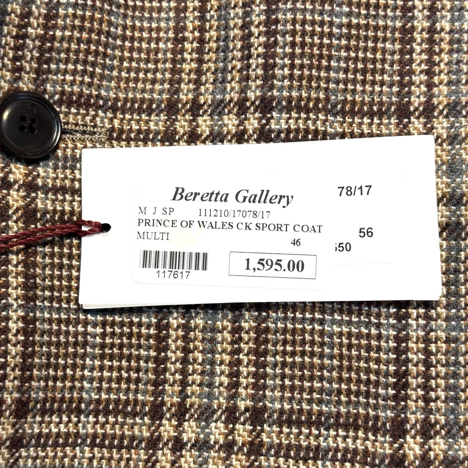 LUCIANO BARBERA Mens Prince Of Wales Wool Sport Coat Brown 56 (MSRP $1,595)
