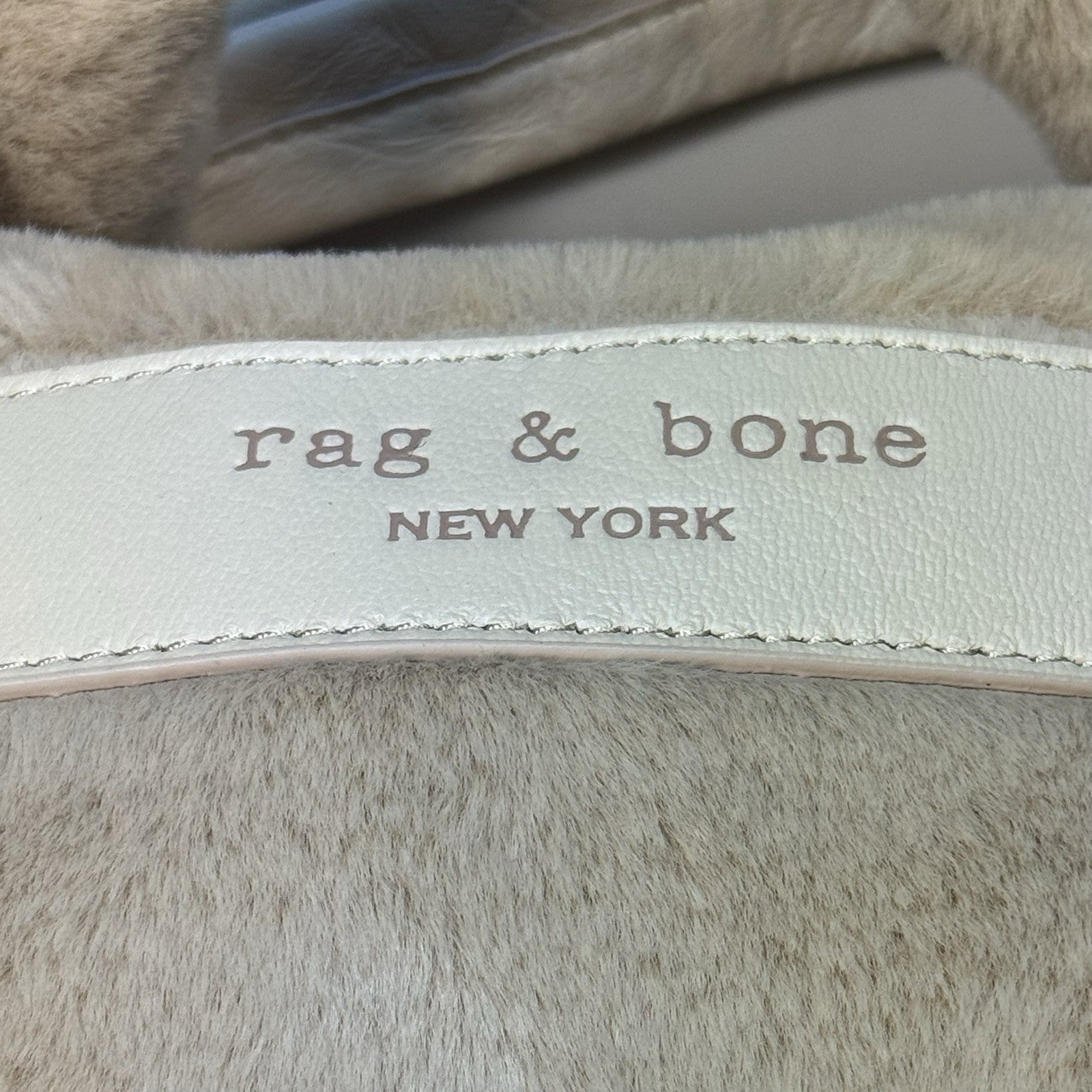 RAG & BONE Cloud Faux Fur Duffle Shoulder Bag Natural Beige (MSRP $350)