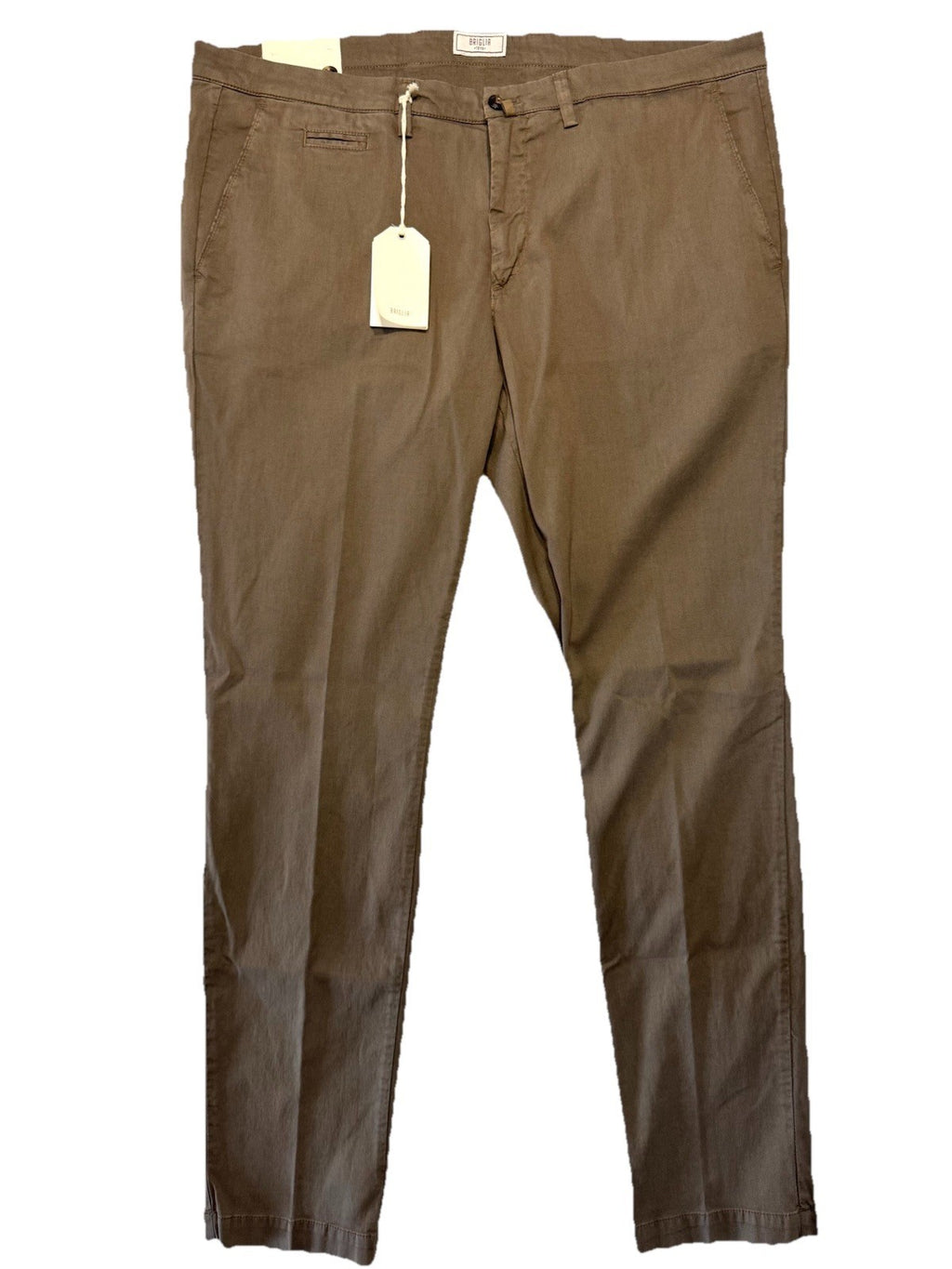 BRIGLIA 1949 Mens Slim Fit Stretch Linen Chino Pants Light Brown 56 (MSRP $285)