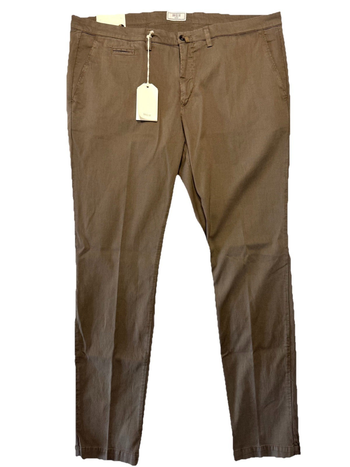 BRIGLIA 1949 Mens Slim Fit Stretch Linen Chino Pants Light Brown 56 (MSRP $285)