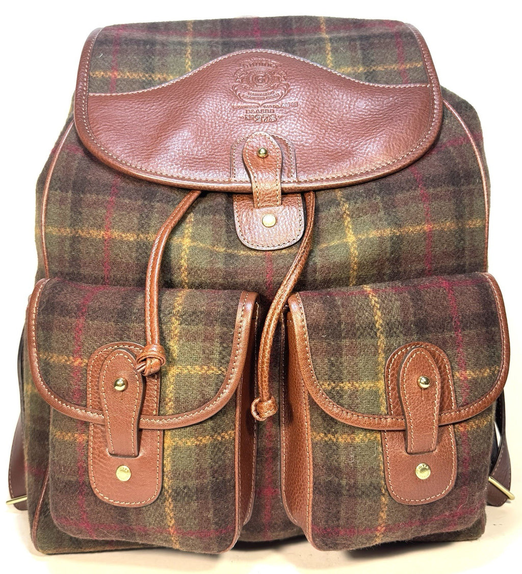 GHURKA Blazer No. 278 Plaid Wool Leather Backpack Vintage Chestnut (MSRP $1,495)