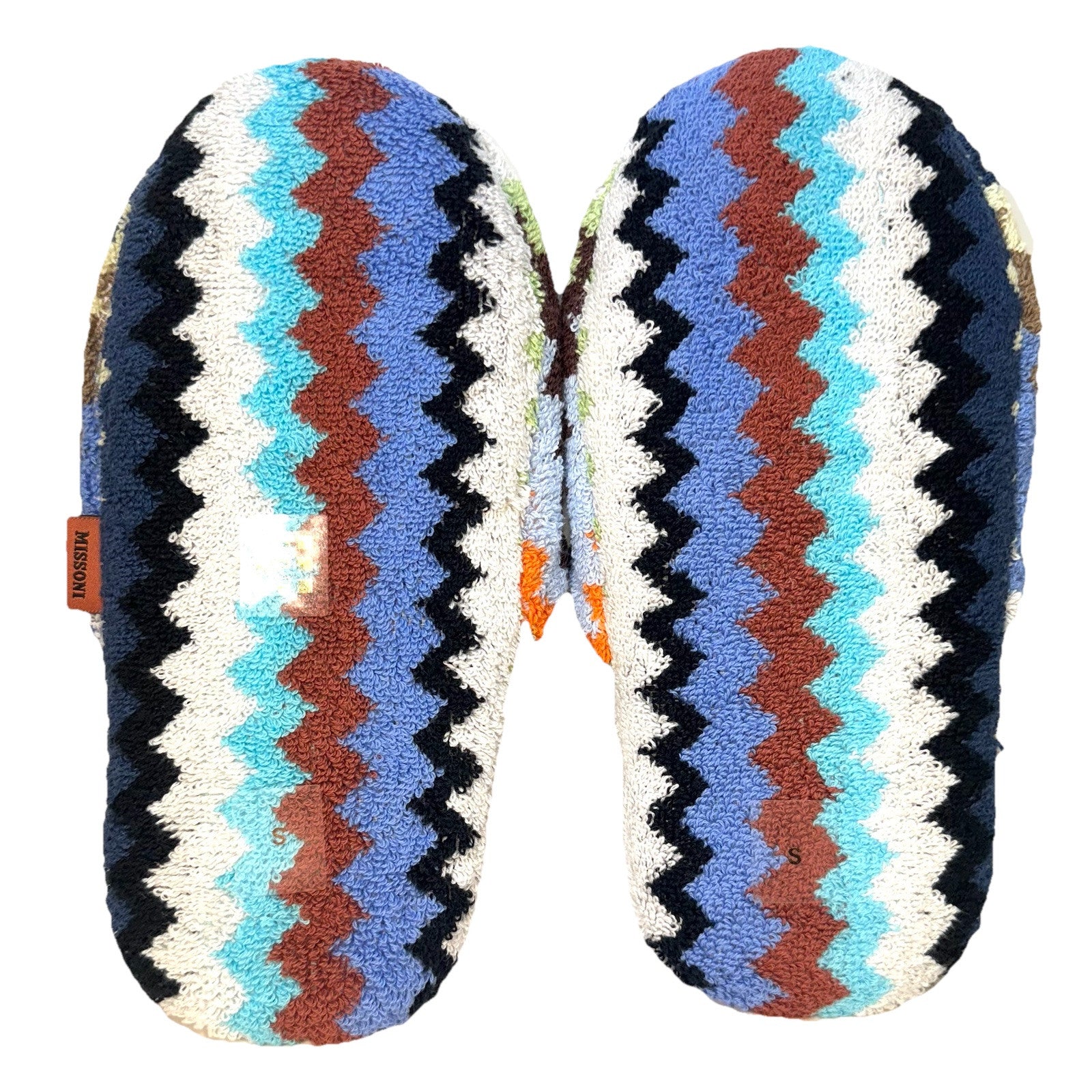 MISSONI Unisex Riverbero Chevron Zig Zag Stripe Terrycloth Bath Slippers S