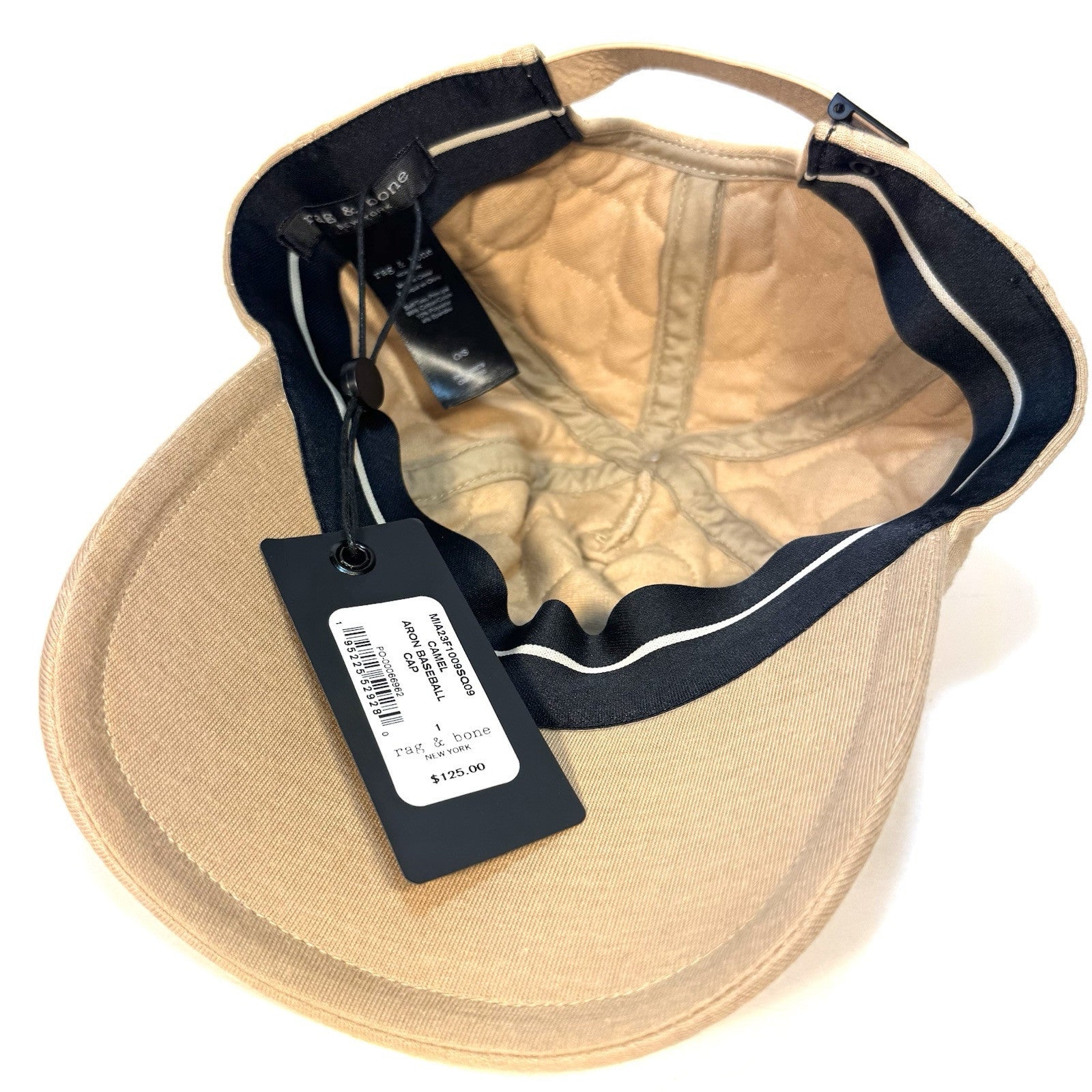 RAG & BONE Mens Aron Quilted Logo Baseball Cap Hat Camel Beige (MSRP $125)