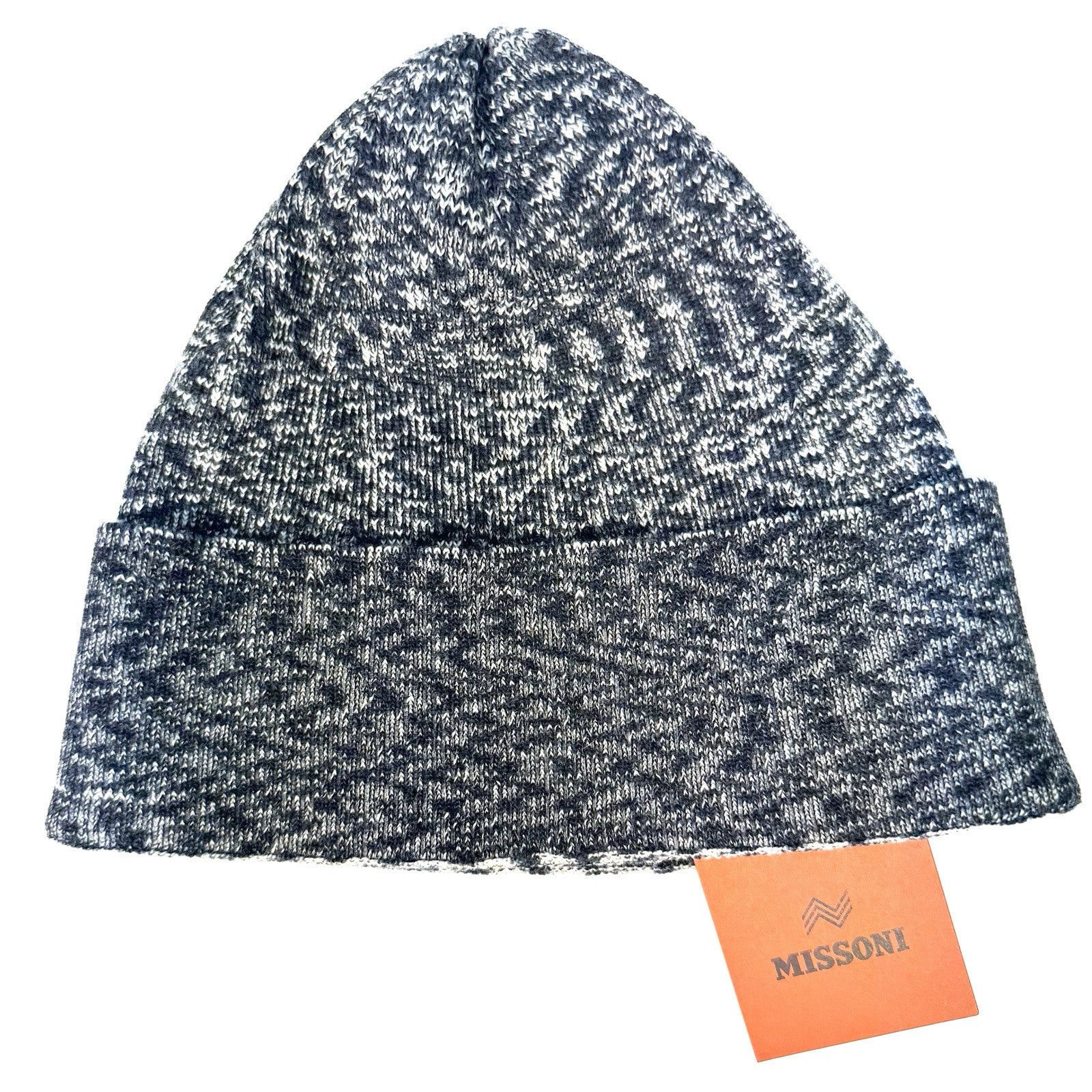 MISSONI Wool Knit Blended Stripe Beanie Winter Hat Black (MSRP $260)