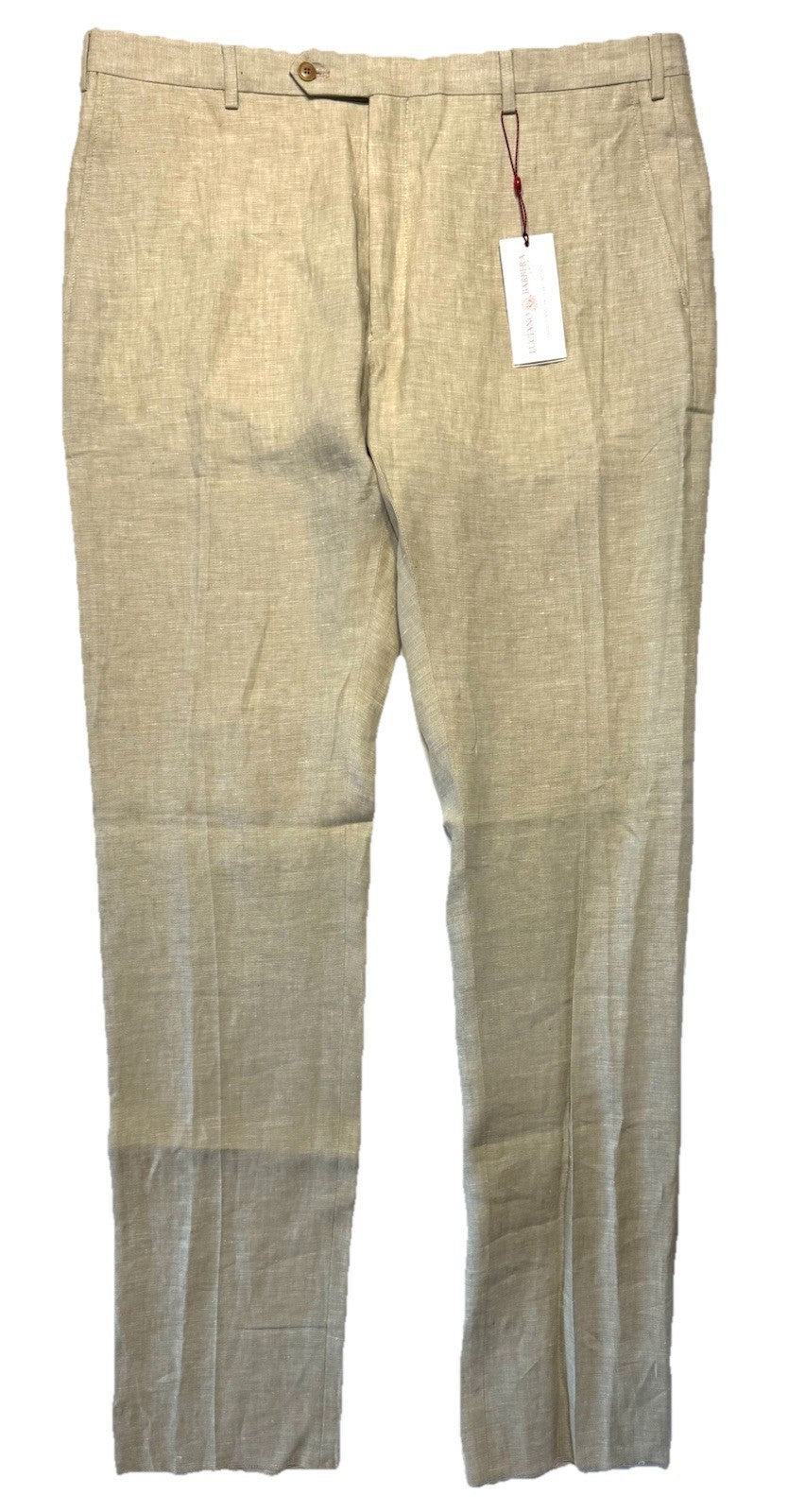 LUCIANO BARBERA Mens Linen Trouser Pants Natural Beige Tan (MSRP $425)