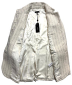 RAG & BONE Womens Slade Long Glitter Stripe Tweed Blazer Jacket Ivory -MSRP $598