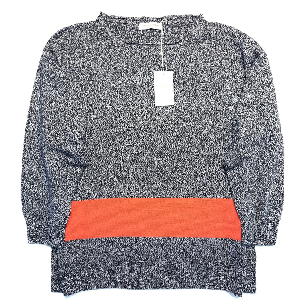 JOHNSTONS OF ELGIN Cashmere Marl Boatneck Colorblock Sweater Blue L (MSRP $695)