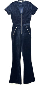RAMY BROOK Velvet Helena Flared Leg Jumpsuit Navy Blue 28 (MSRP $395)