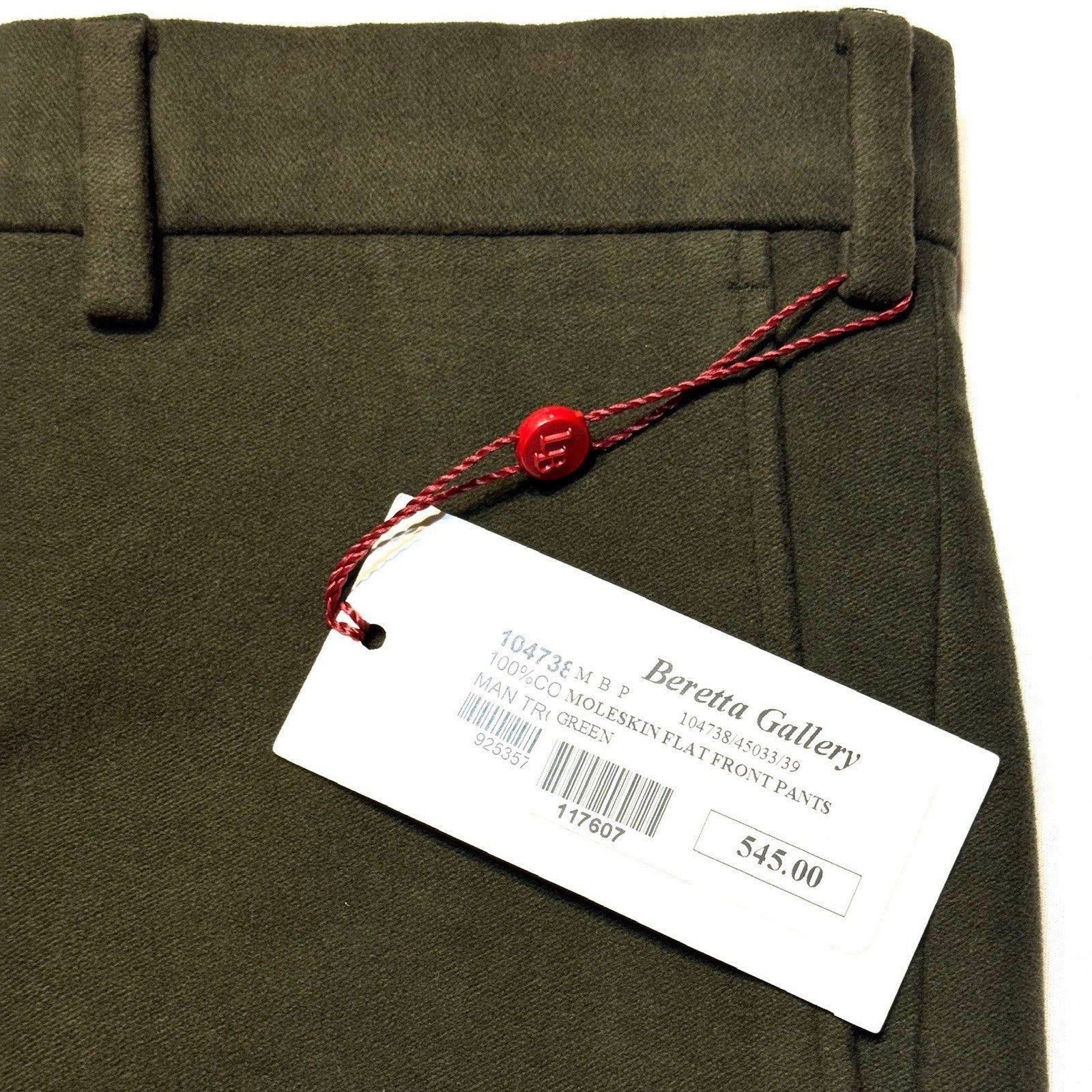 LUCIANO BARBERA Mens Cotton Moleskin Trouser Pants Green (MSRP $545)