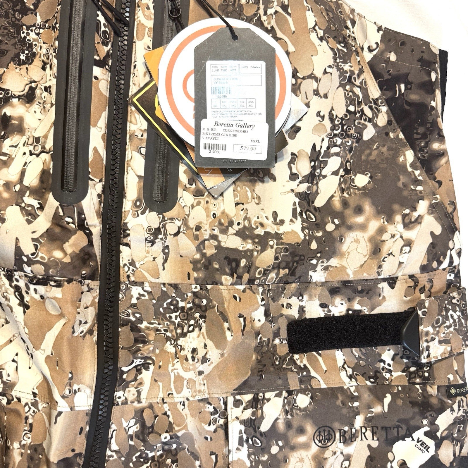 BERETTA Mens B-Xtreme GTX Waterproof Hunting Bib Veil Avayde Camo 3XL -MSRP $579