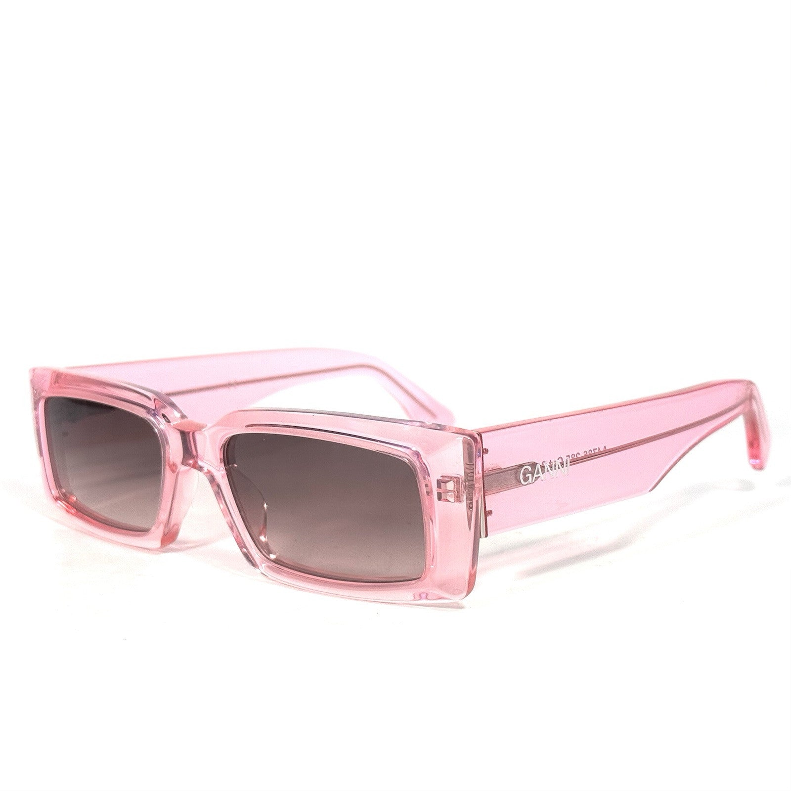 GANNI Womens A4786 285 Rectangular Sunglasses Dreamy Daze Phlox Pink (MSRP $255)