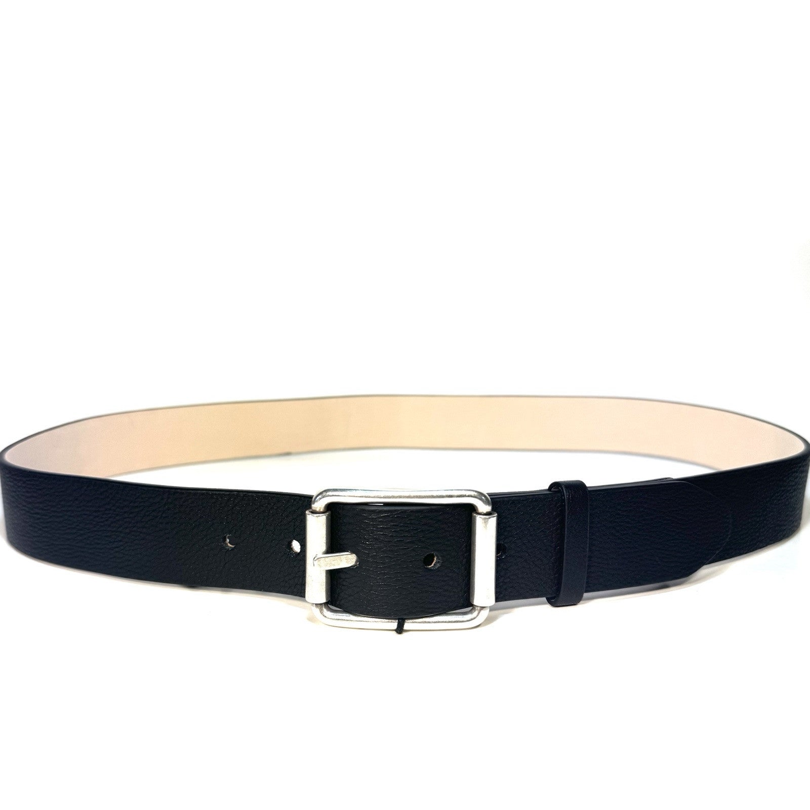RAG & BONE Mens Evan Grained Leather Belt Black (MSRP $198)
