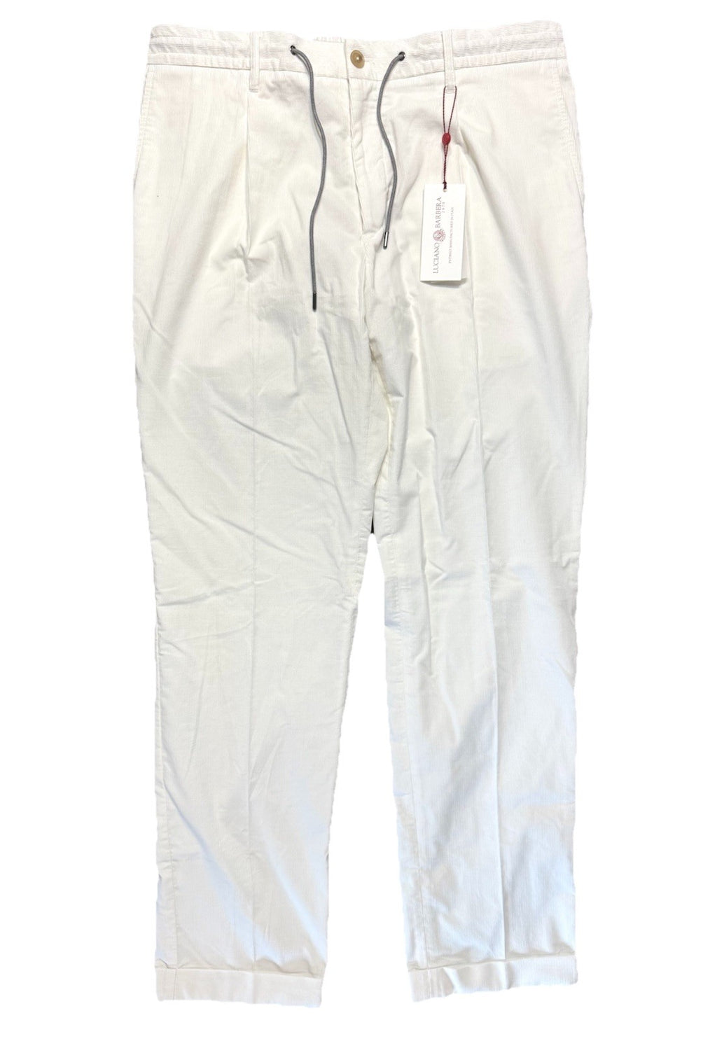 LUCIANO BARBERA Mens Drawstring Stretch Corduroy Pants Cream White 56 -MSRP $550