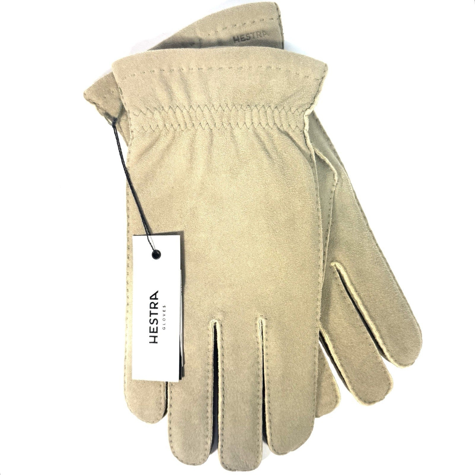 HESTRA Mens Andre Goatskin Suede Leather Wool Lined Gloves Grey (MSRP $170)
