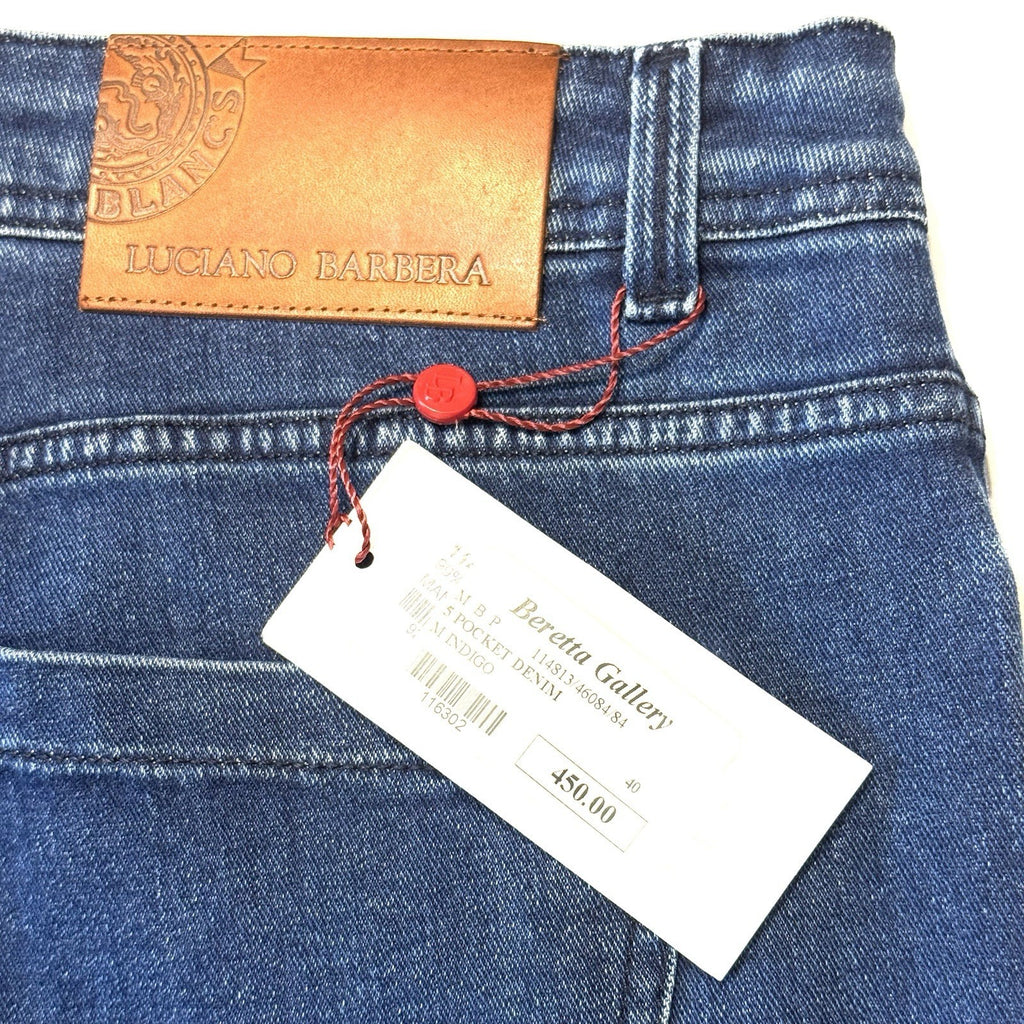 LUCIANO BARBERA Mens 5 Pocket Denim Jeans Indigo Blue 56 (MSRP $450)