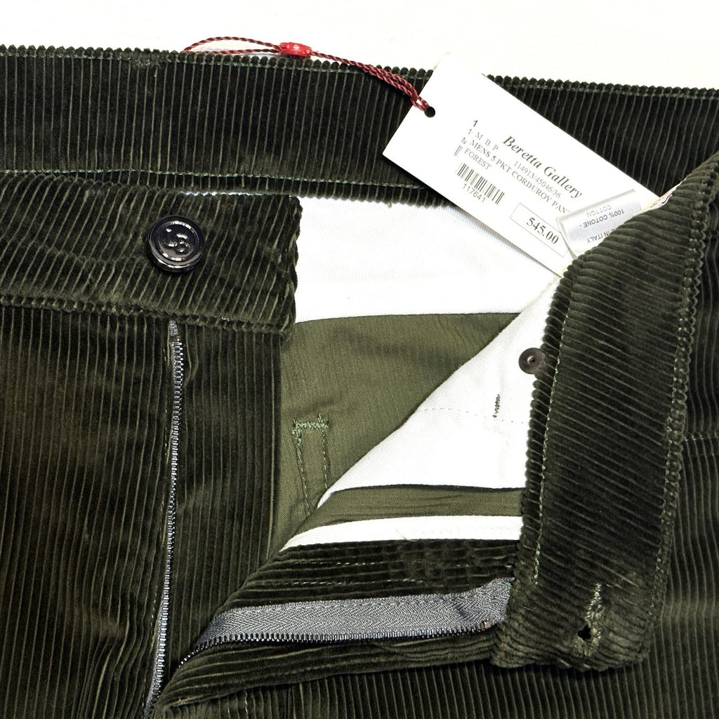 LUCIANO BARBERA Mens 5 Pocket Corduroy Pants Forest Green (MSRP $545)