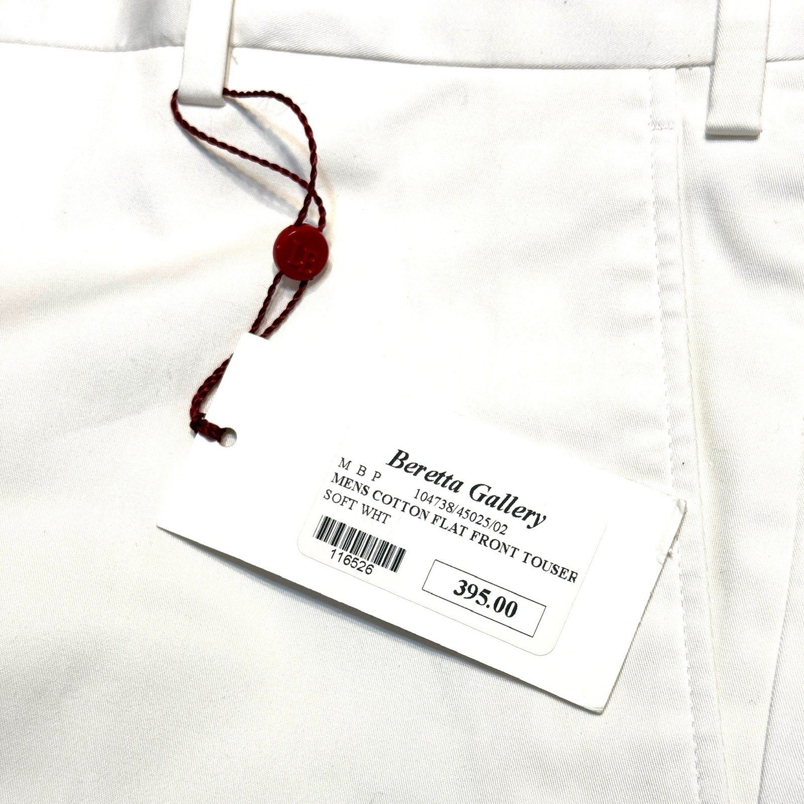 LUCIANO BARBERA Mens Cotton Trouser Pants Soft White (MSRP $395)