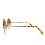 LOEWE Womens LW40007U 33F Round Leather Trim Sunglasses Gold (MSRP $425)