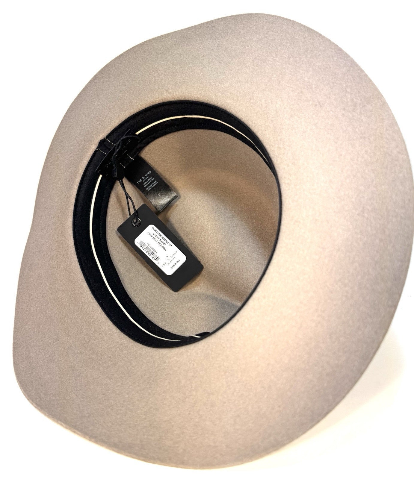 RAG & BONE Womens Wool City Felt Fedora Hat Light Sand Beige L (MSRP $198)