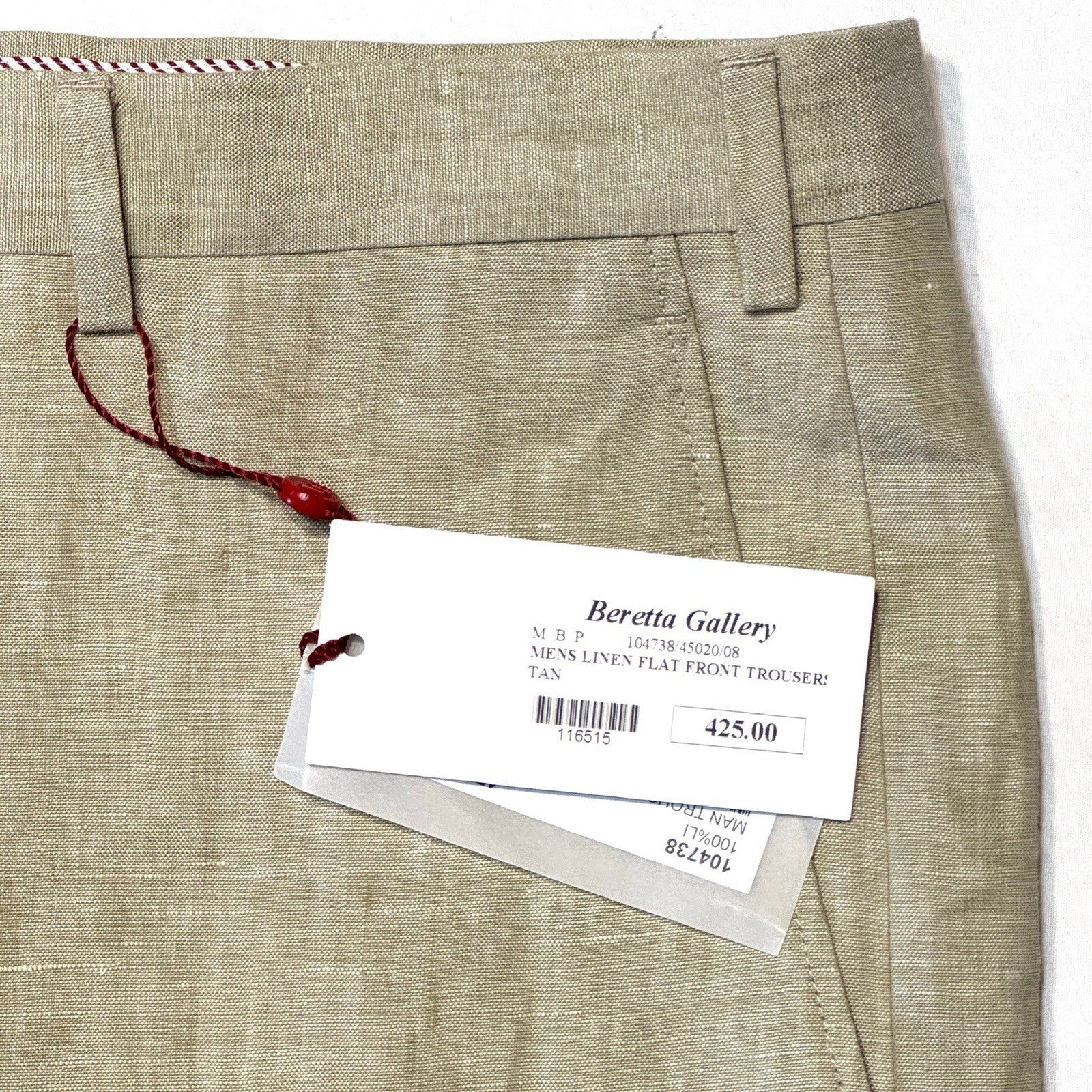 LUCIANO BARBERA Mens Linen Trouser Pants Natural Beige Tan (MSRP $425)