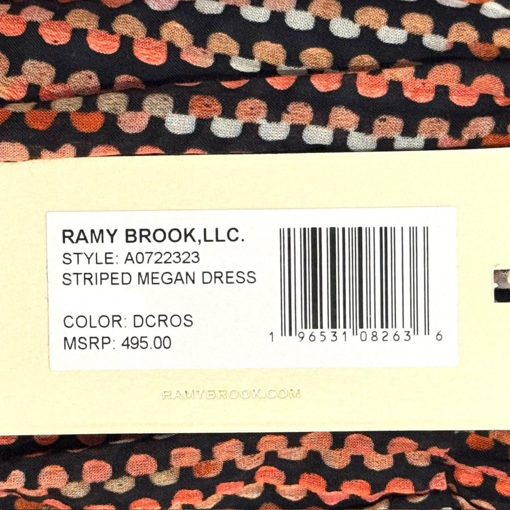 RAMY BROOK Megan Cutout Tie Front Maxi Puff Sleeve Striped Dress (MSRP $495)