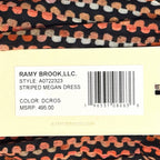 RAMY BROOK Megan Cutout Tie Front Maxi Puff Sleeve Striped Dress (MSRP $495)