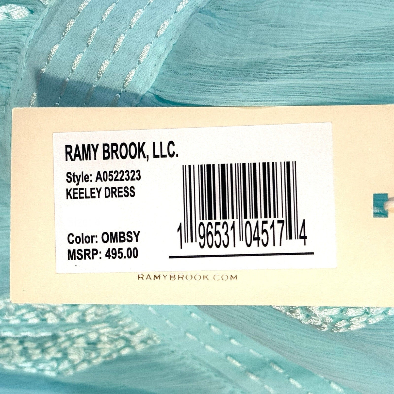 RAMY BROOK Keeley Ombre Embroidered Strapless Midi Dress Sky Blue (MSRP $495)