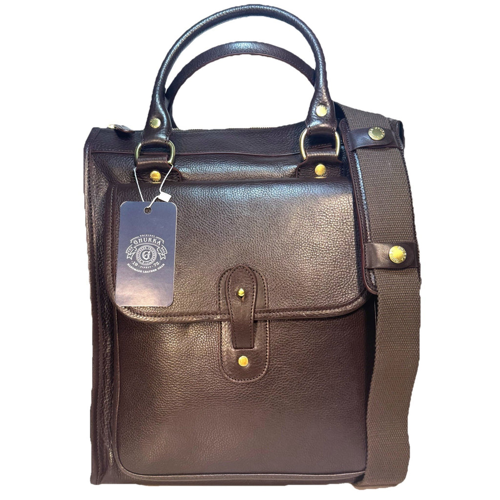GHURKA Overlander No. 3 Leather Messenger Bag Vintage Walnut Brown (MSRP $1,795)