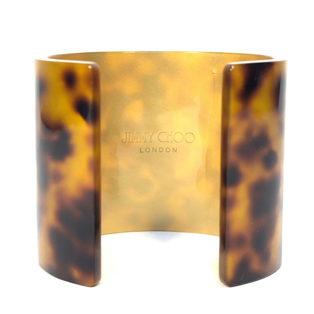 JIMMY CHOO Womens Logo Wide Cuff Bracelet Tortoise Shell Brown (MSRP $525)