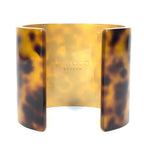 JIMMY CHOO Womens Logo Wide Cuff Bracelet Tortoise Shell Brown (MSRP $525)