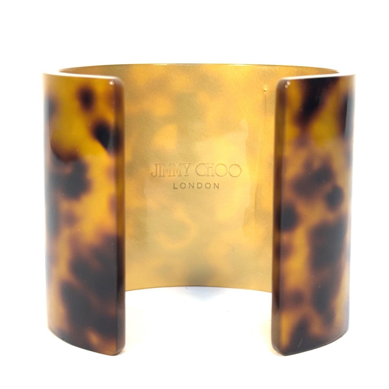 JIMMY CHOO Womens Logo Wide Cuff Bracelet Tortoise Shell Brown (MSRP $525)
