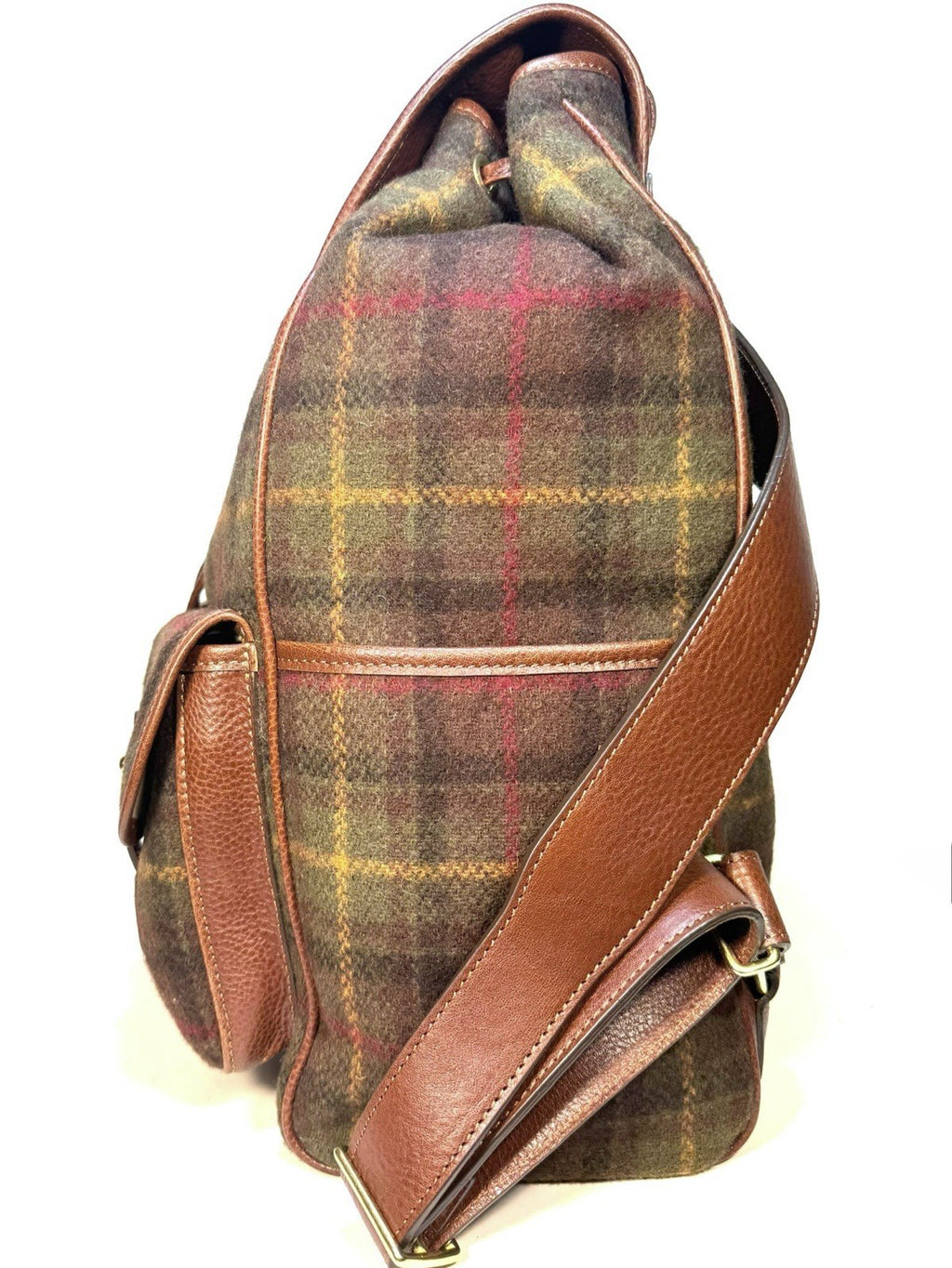 GHURKA Blazer No. 278 Plaid Wool Leather Backpack Vintage Chestnut (MSRP $1,495)