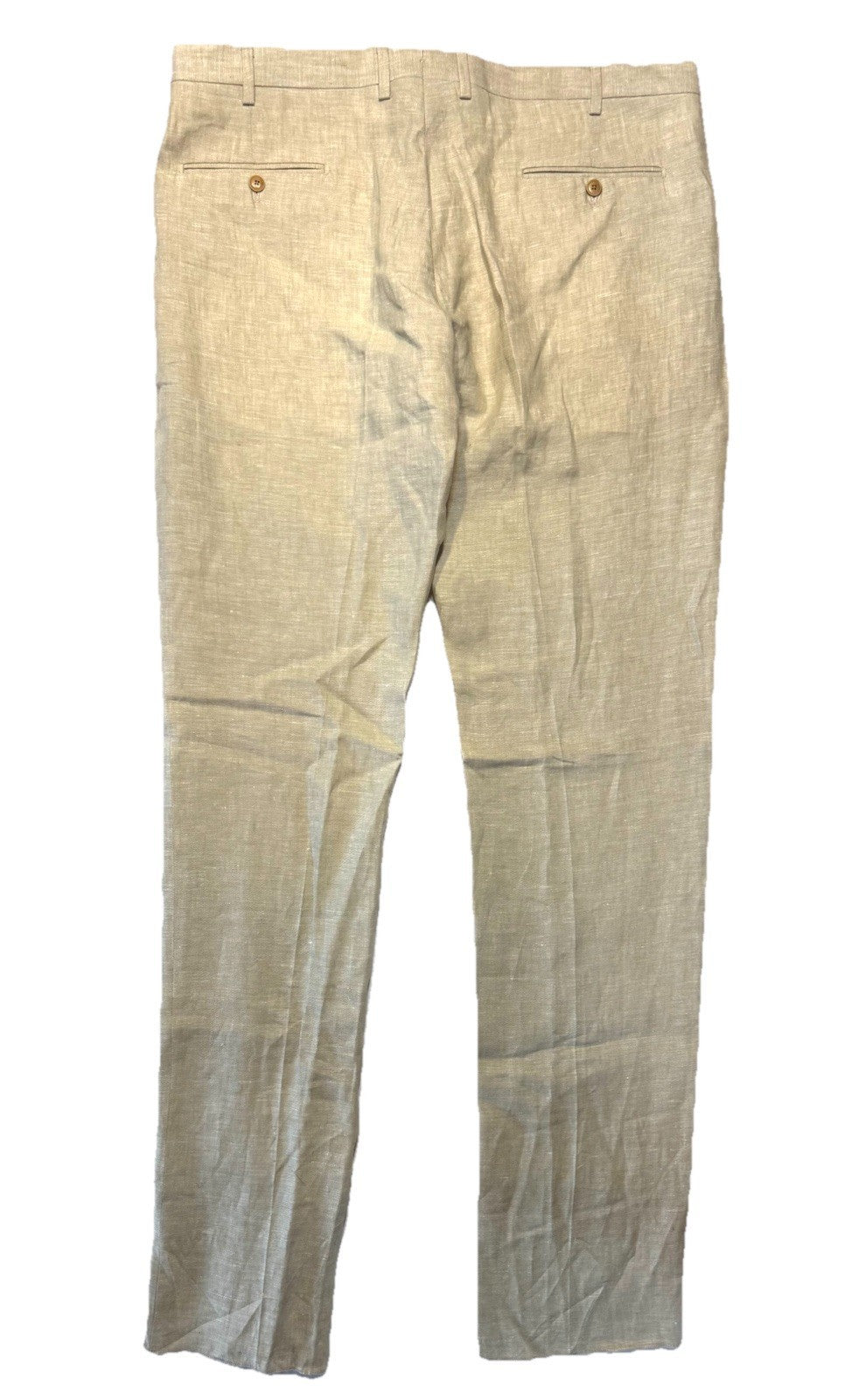 LUCIANO BARBERA Mens Linen Trouser Pants Natural Beige Tan (MSRP $425)