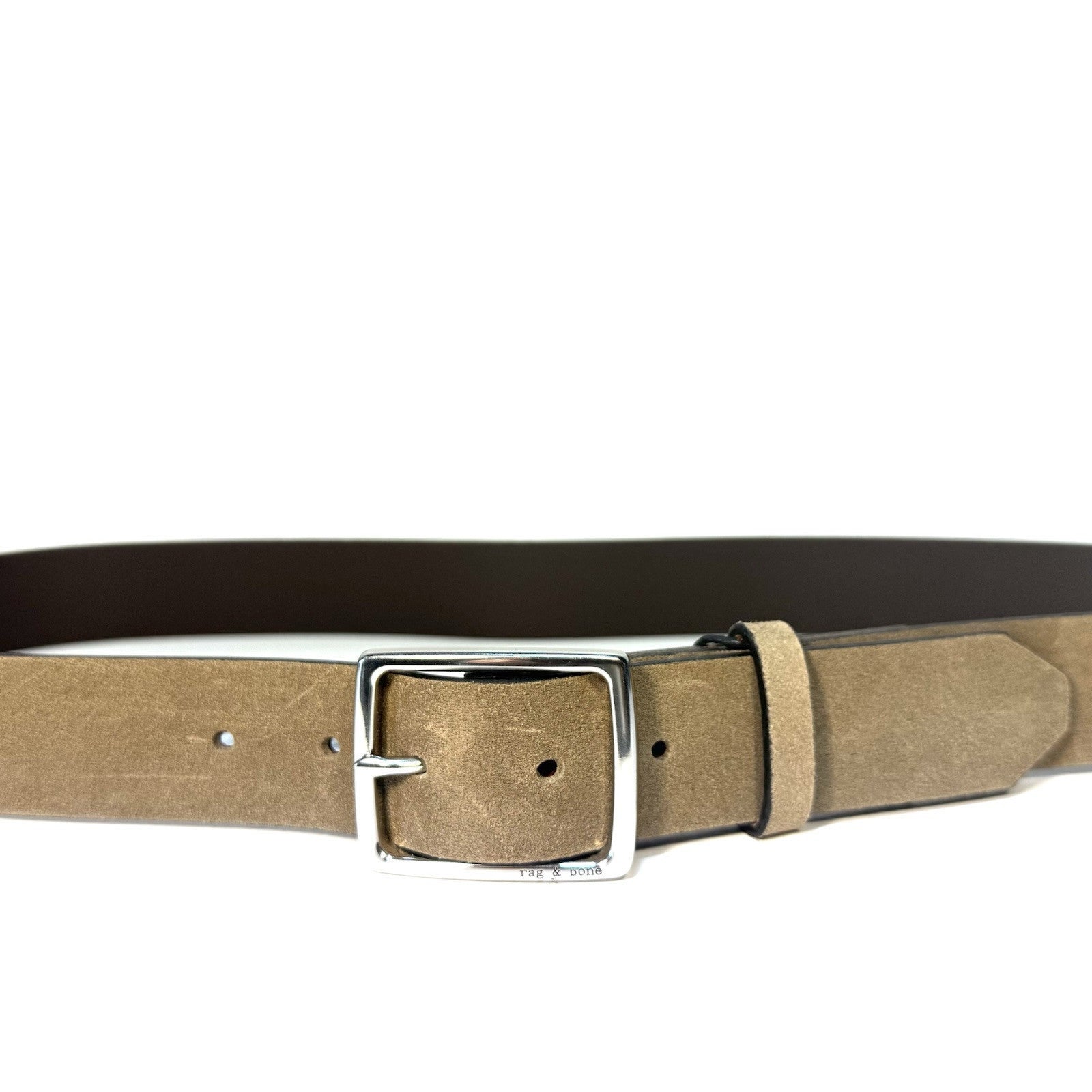 RAG & BONE Mens Rugged Suede Leather Belt Camel Tan 36 (MSRP $198)