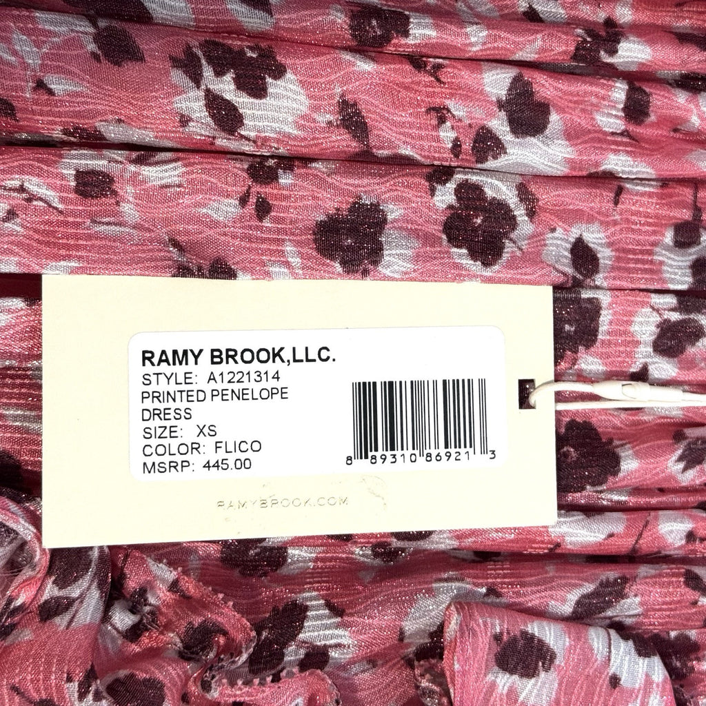 RAMY BROOK Printed Penelope Long Sleeve Mini Dress Flico Pink XS (MSRP $445)