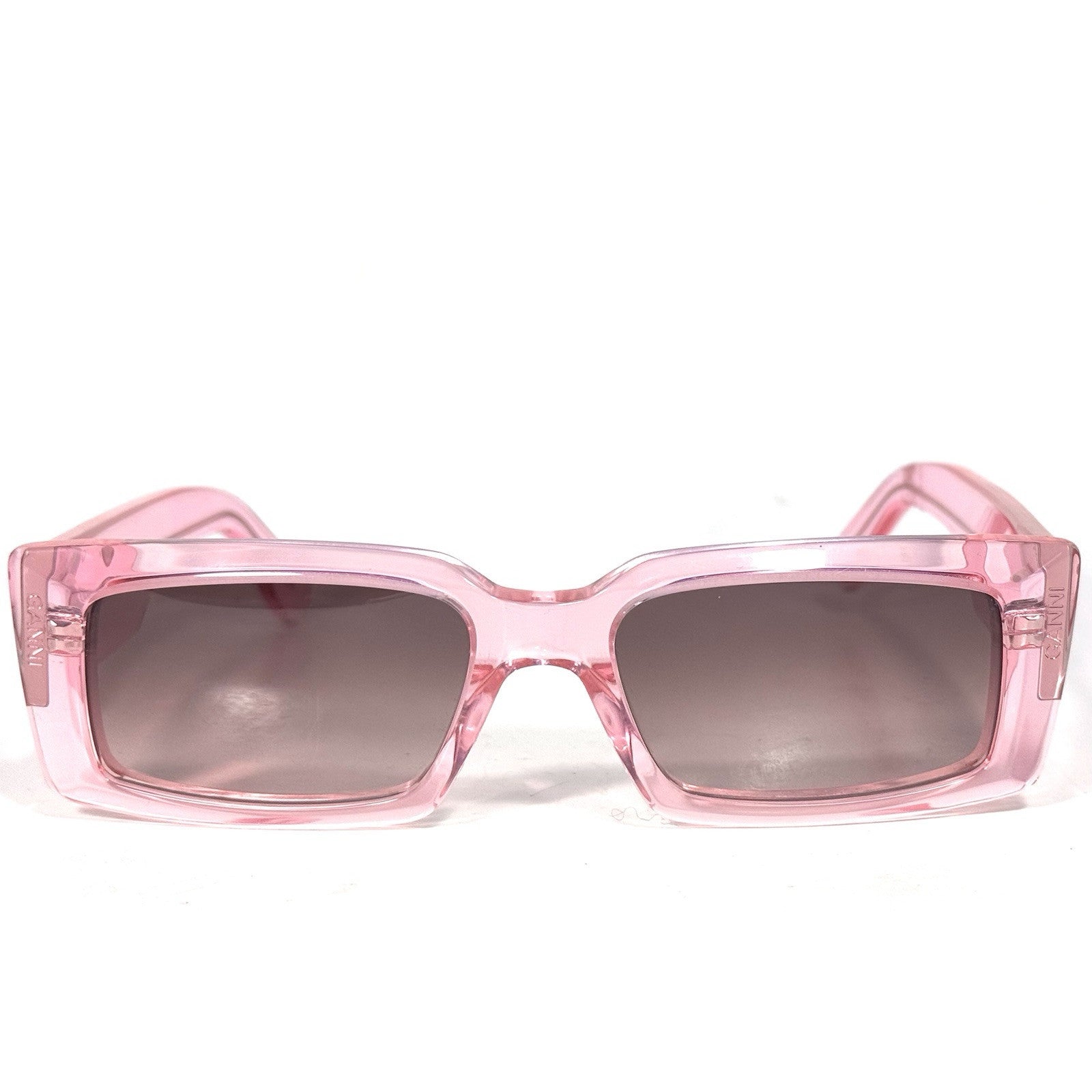 GANNI Womens A4786 285 Rectangular Sunglasses Dreamy Daze Phlox Pink (MSRP $255)