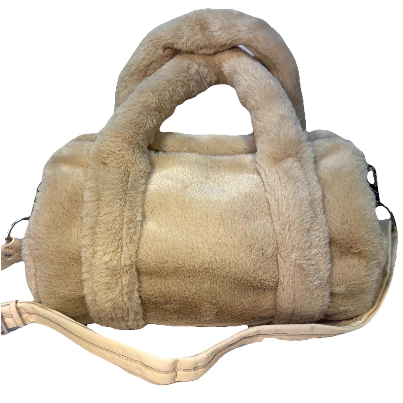 RAG & BONE Cloud Faux Fur Duffle Shoulder Bag Natural Beige (MSRP $350)