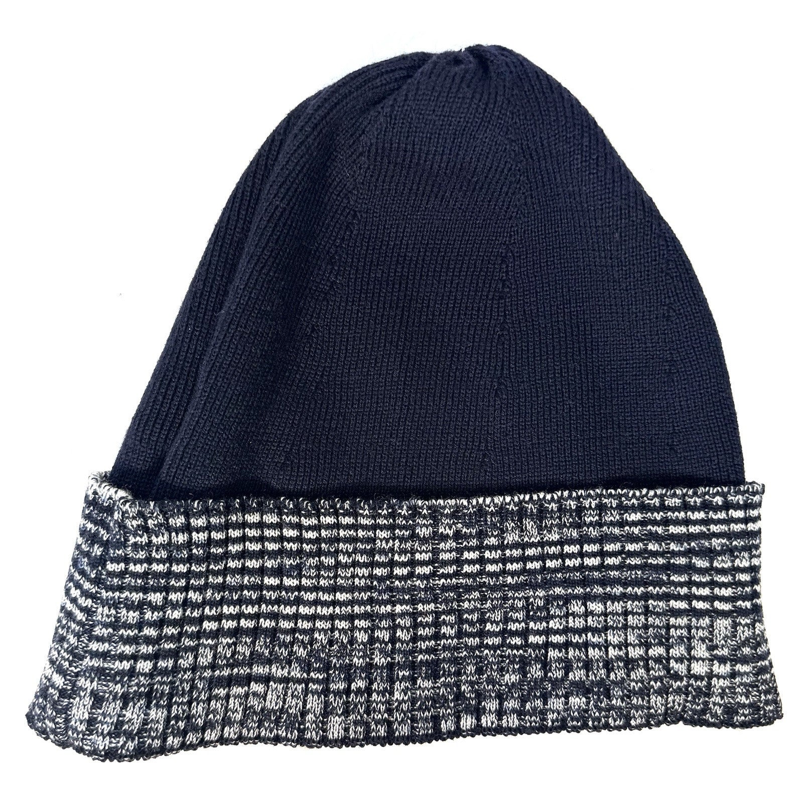 MISSONI Stripe Cuff Wool Blend Knit Beanie Winter Hat Navy Blue (MSRP $260)