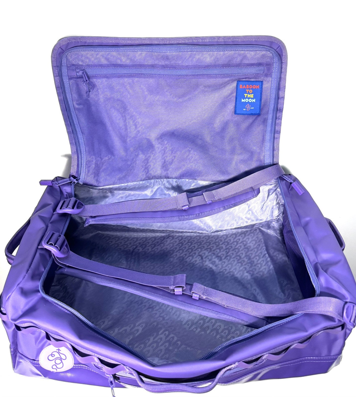 BABOON TO THE MOON Go-Bag Backpack Luggage Duffle Purple Big 60L (MSRP $195)