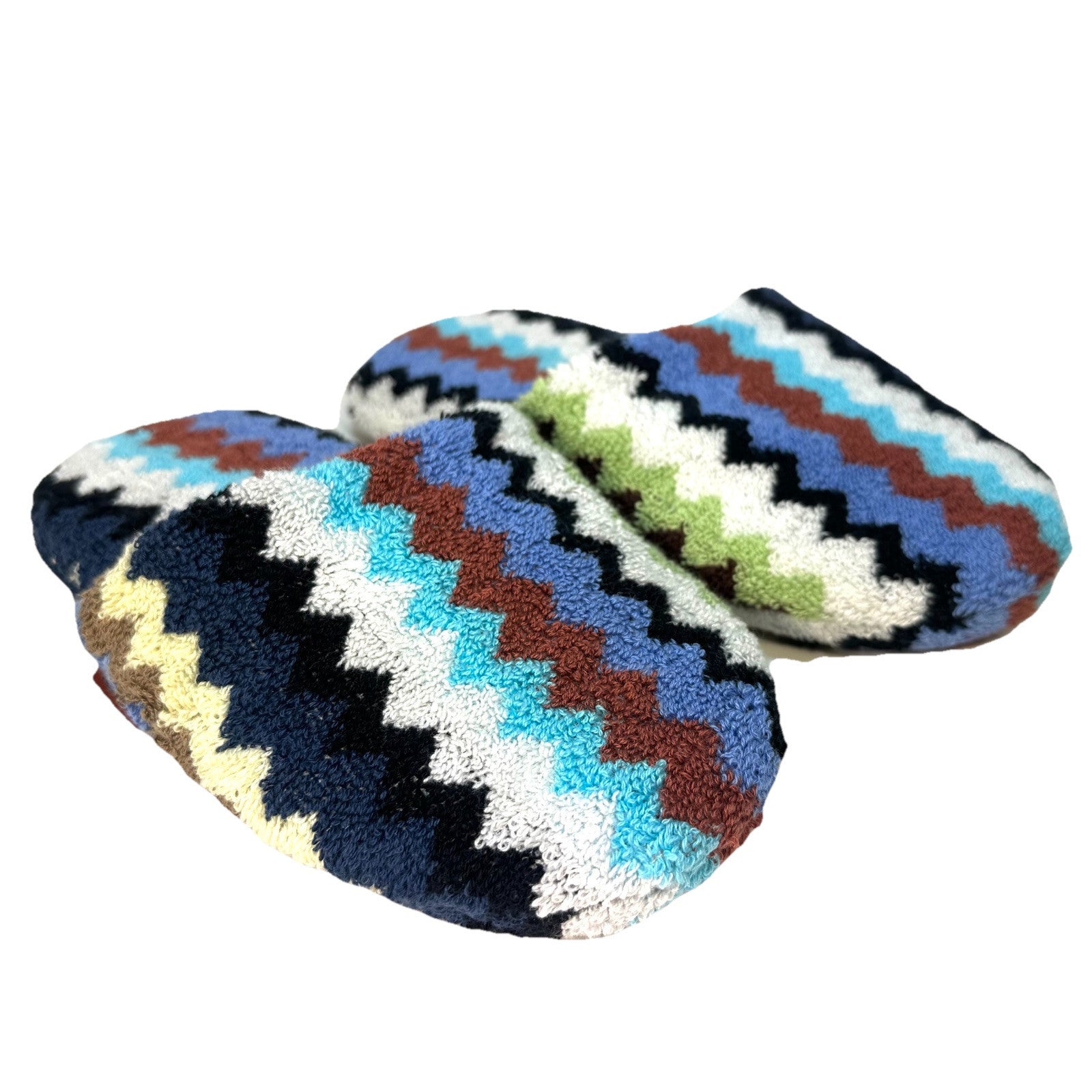 MISSONI Unisex Riverbero Chevron Zig Zag Stripe Terrycloth Bath Slippers S