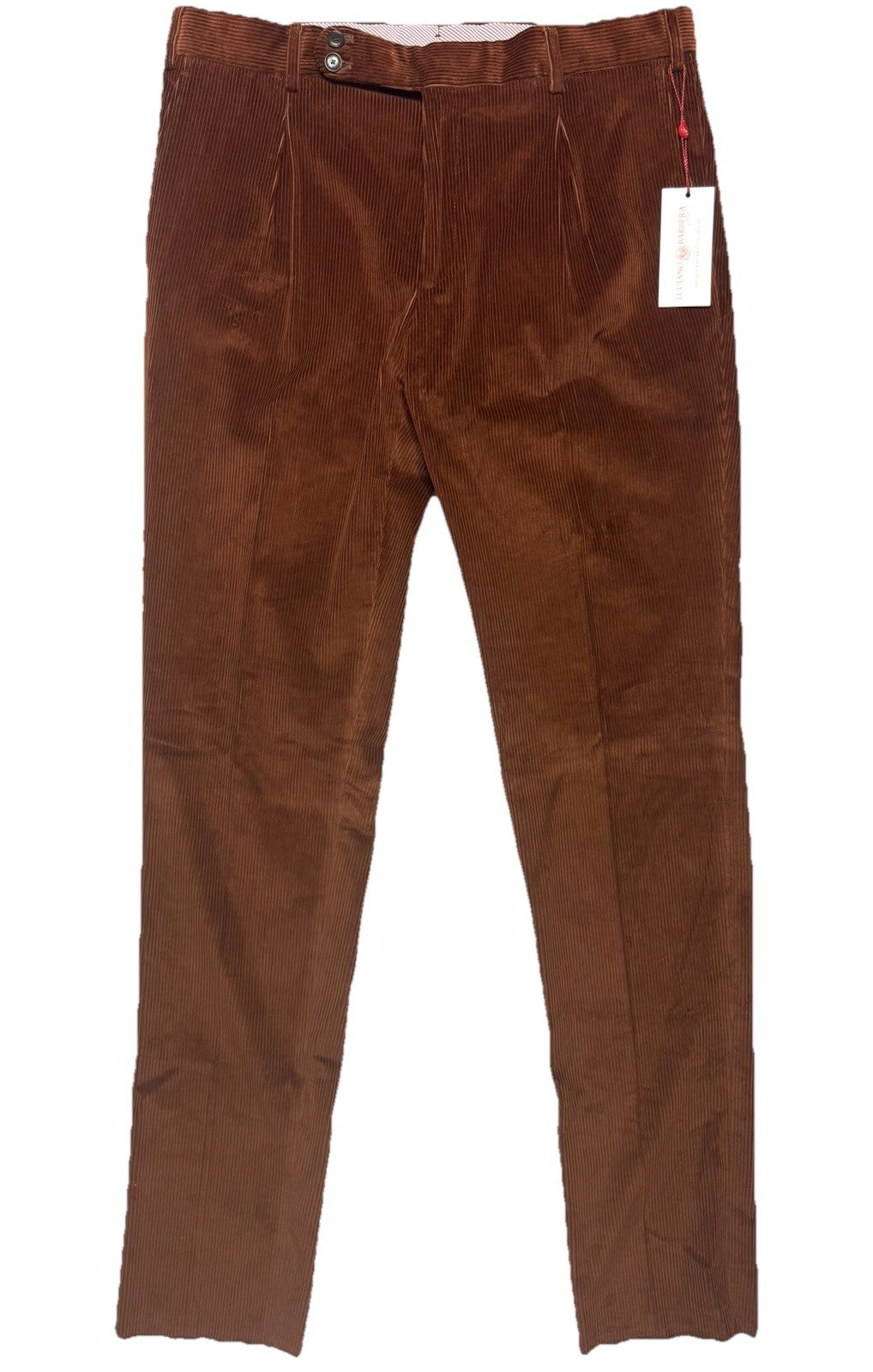 LUCIANO BARBERA Mens Pleated Front Corduroy Pants Rust Brown 38 (MSRP $545)