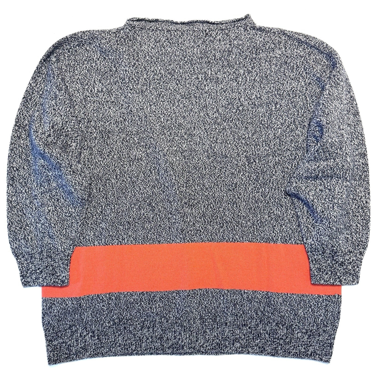 JOHNSTONS OF ELGIN Cashmere Marl Boatneck Colorblock Sweater Blue L (MSRP $695)