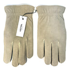 HESTRA Mens Andre Goatskin Suede Leather Wool Lined Gloves Grey (MSRP $170)