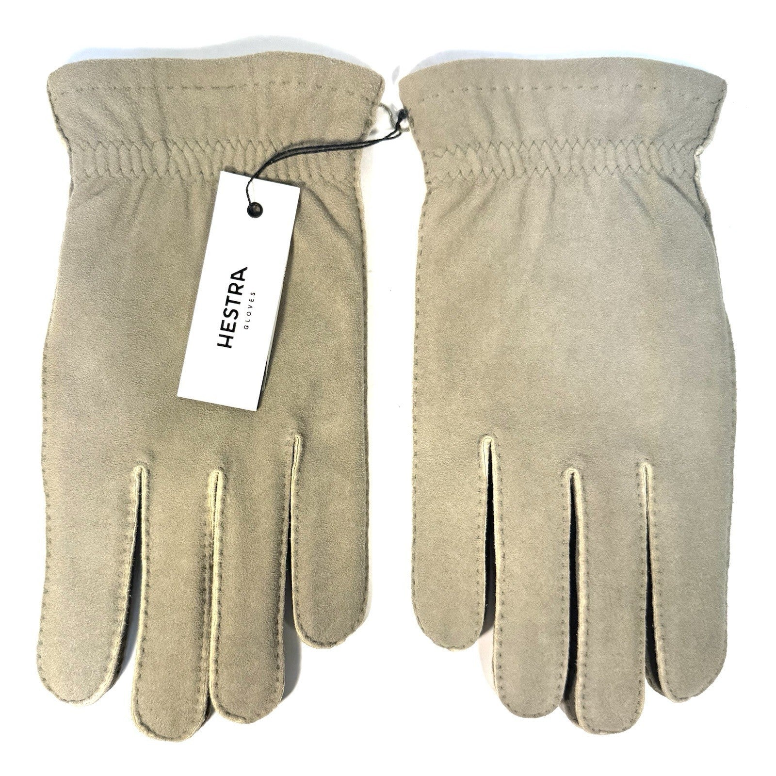 HESTRA Mens Andre Goatskin Suede Leather Wool Lined Gloves Grey (MSRP $170)
