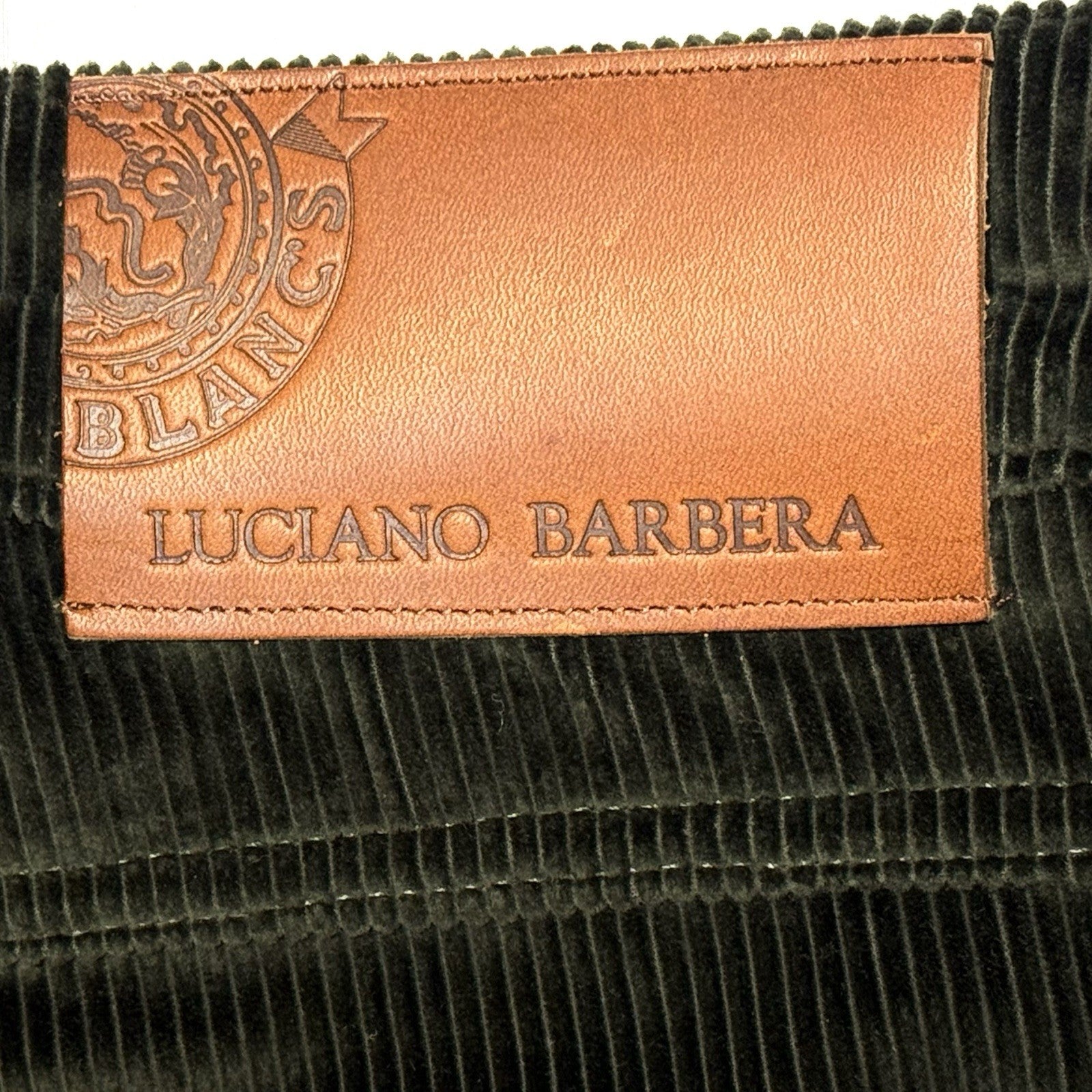 LUCIANO BARBERA Mens 5 Pocket Corduroy Pants Forest Green (MSRP $545)