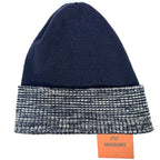 MISSONI Stripe Cuff Wool Blend Knit Beanie Winter Hat Navy Blue (MSRP $260)