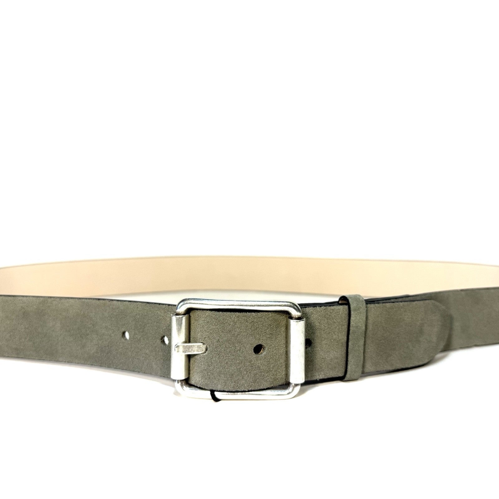 RAG & BONE Mens Evan Suede Leather Belt Safari Grey 38 (MSRP $198)