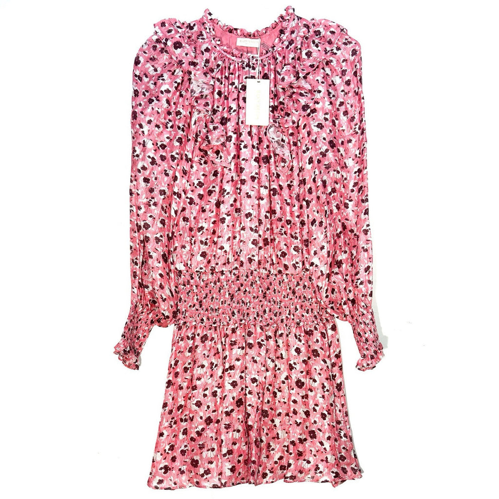 RAMY BROOK Printed Penelope Long Sleeve Mini Dress Flico Pink XS (MSRP $445)