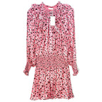 RAMY BROOK Printed Penelope Long Sleeve Mini Dress Flico Pink XS (MSRP $445)